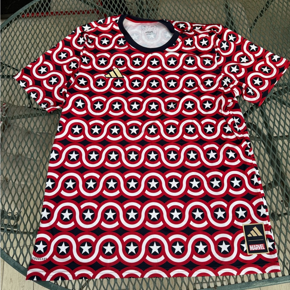 Adidas Marvel Captain America Pre Match Jersey HT3237 Men’s Size XL MLS Red XL